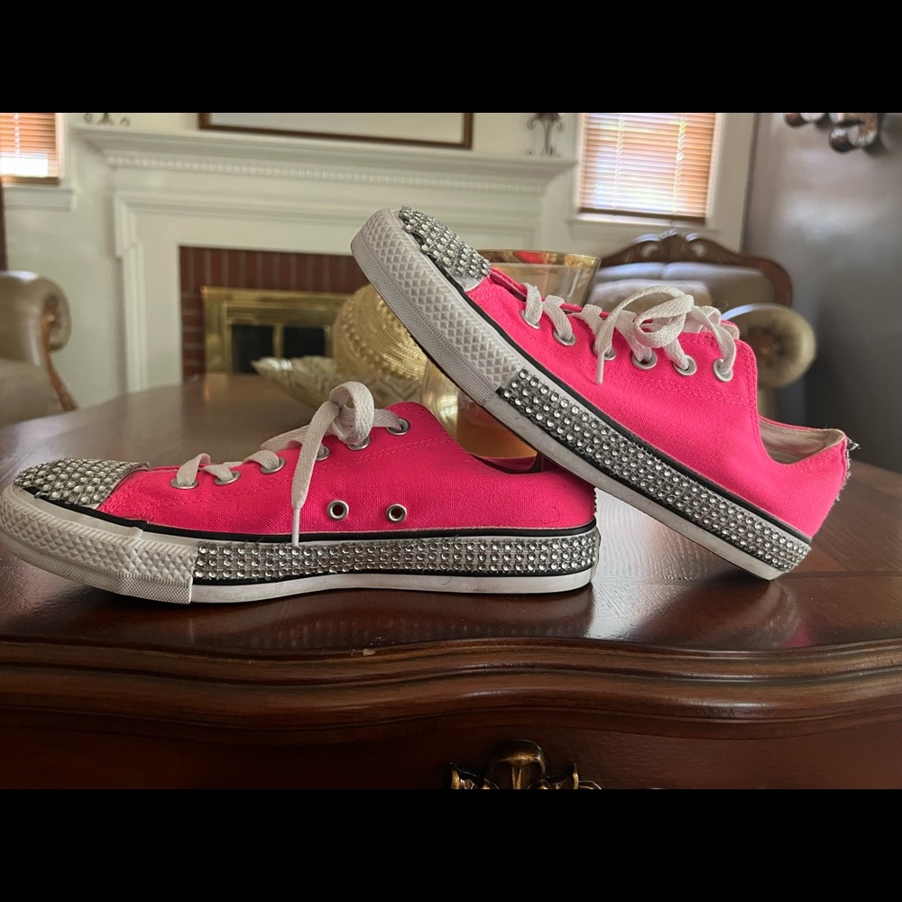 Pink converse with rhinestones